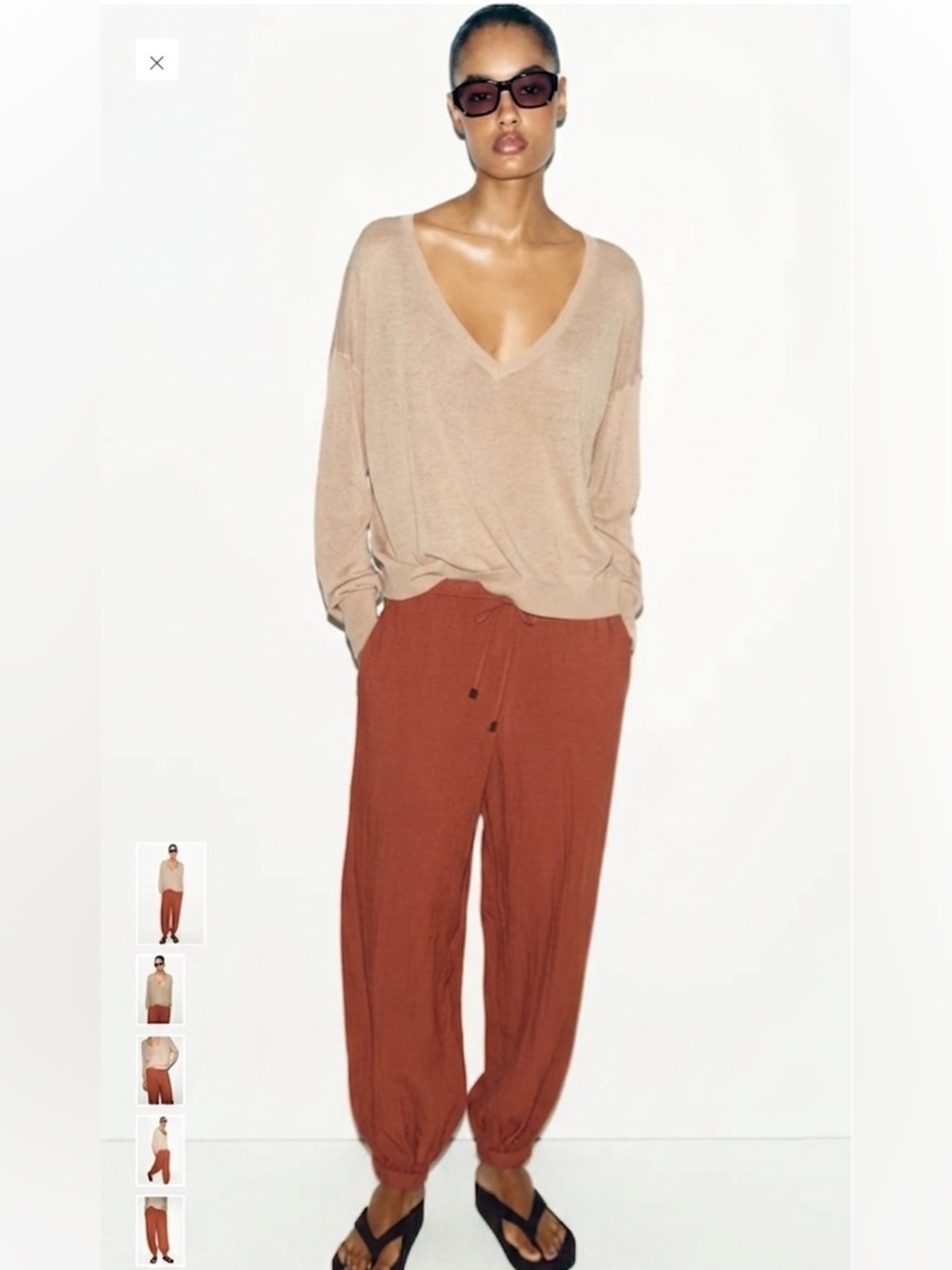 Zara Rust-Toned Gathered Waist Skirt